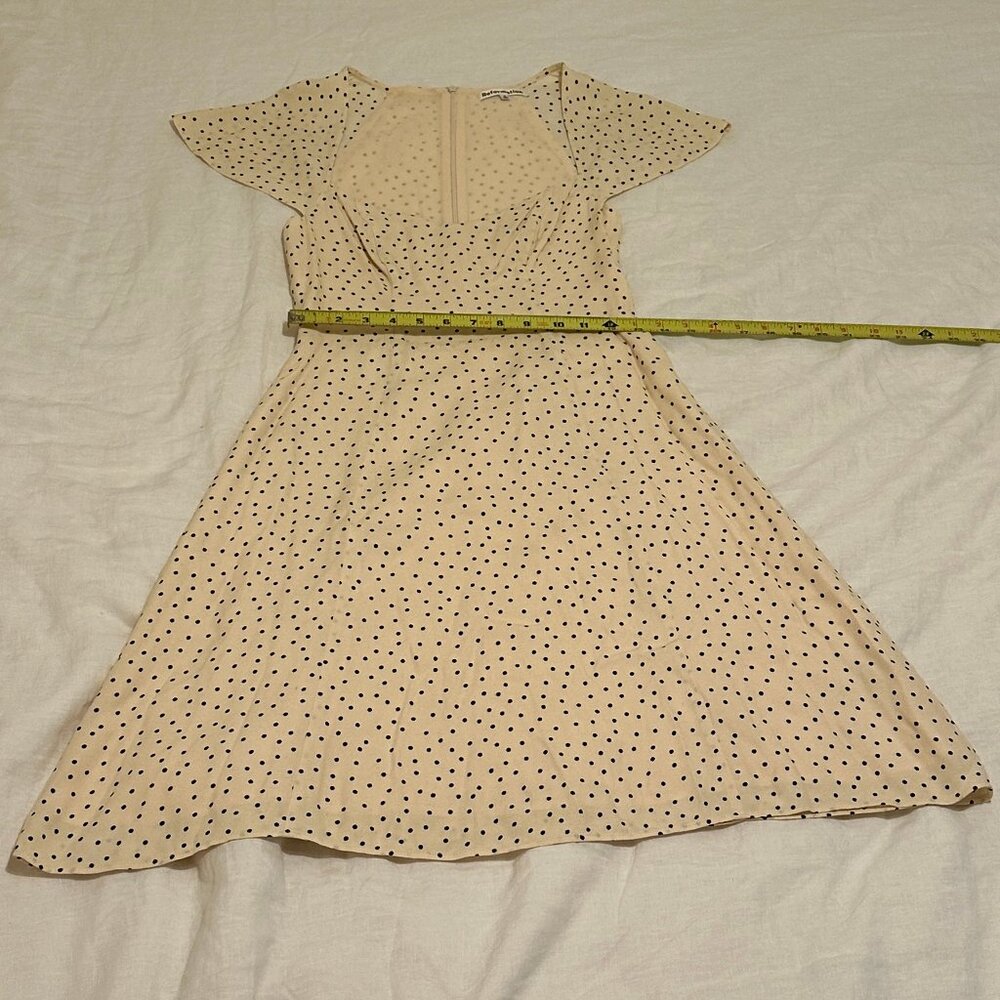 NWOT Reformation Novia Flutter Sleeve Dress, White & Black Polka Dot, Size 2 - Picture 9 of 13